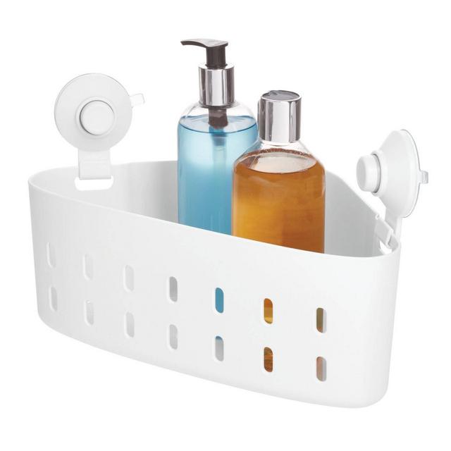 Cade Push Lock Suction Corner Basket White - iDESIGN