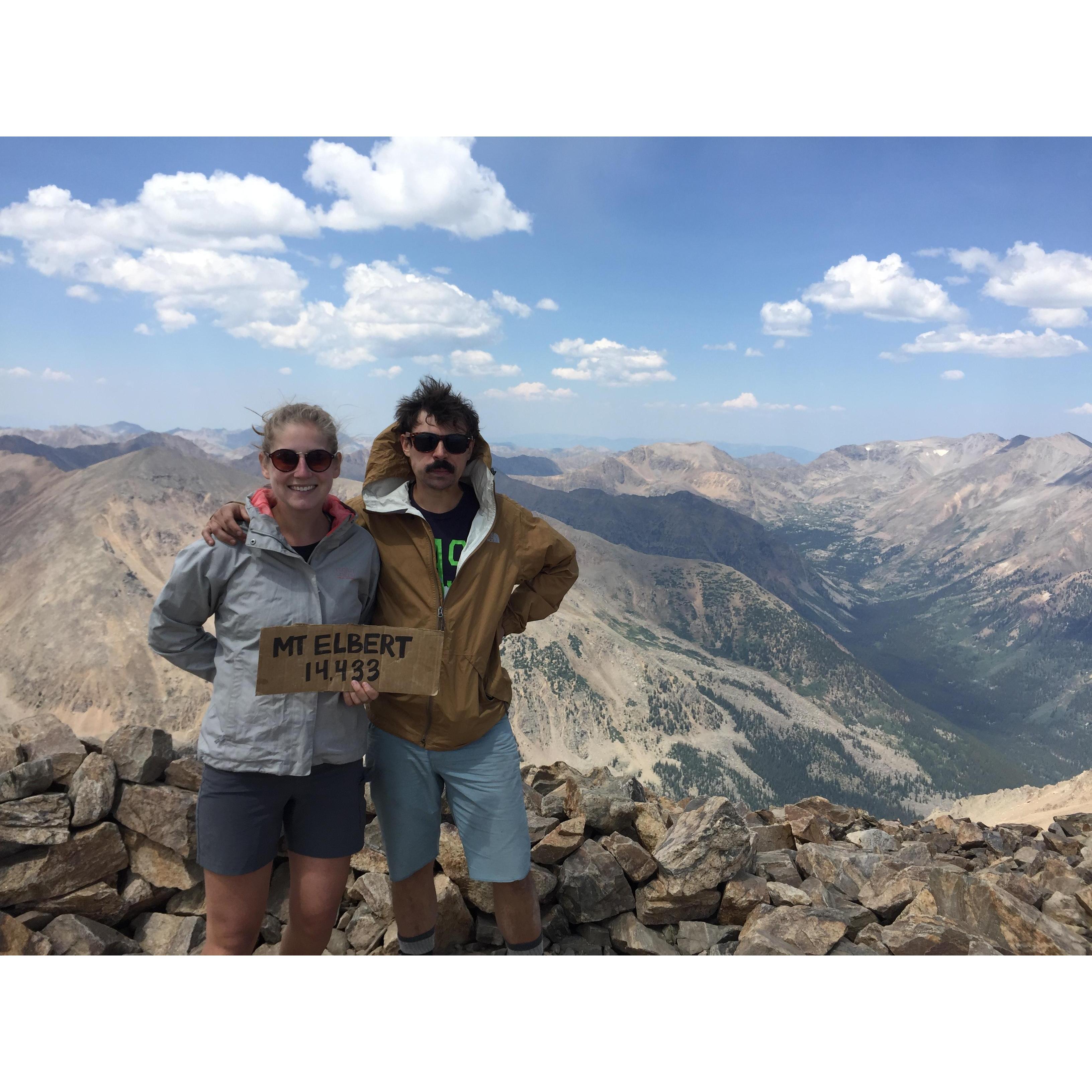 At the summit of Mt. Elbert, our first 14er