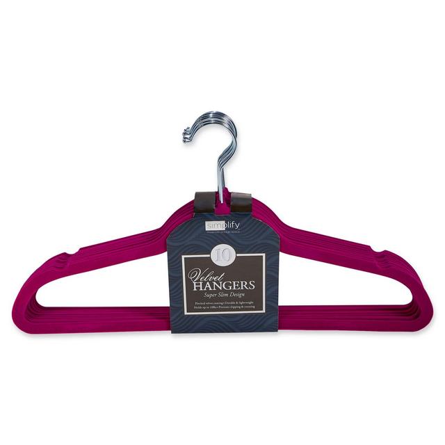 Simplify 10-Pack Slim Velvet Huggable Hangers in Pink