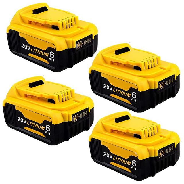 4 Packs 6.0Ah 20 Volt DCB206 Battery Compatible with Dewalt 20V Battery DCB200 DCB201 DCB203 DCB204 DCB205 DCB207