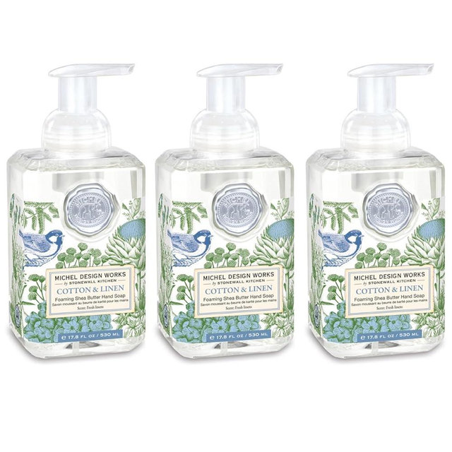 Michel Design Works Cotton & Linen 3-PACK Foaming Hand Soaps, 17.8 fl oz each