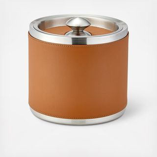 Traditional Leather Ice Bucket with Tong