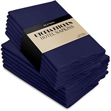 Utopia Kitchen Cloth Napkins, 12 Pack (18 x 18 Inches), Navy Blue Dinner Napkins