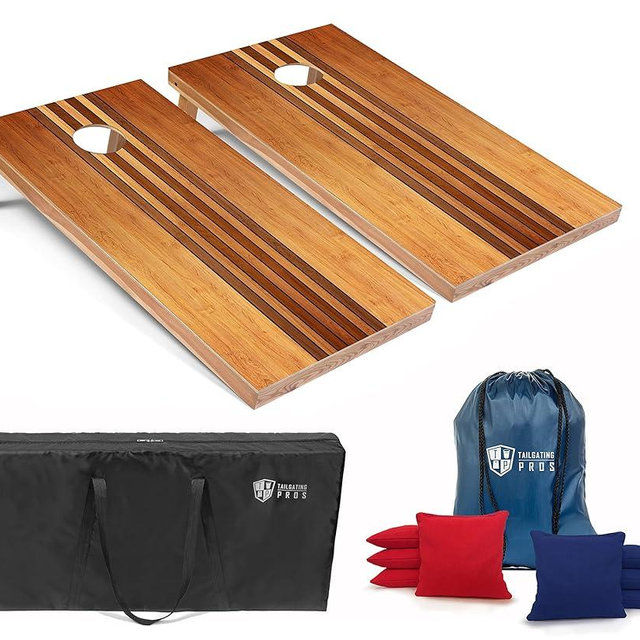 Tailgating Pros Corn Hole Board Set with Bean Bags & Carrying Case - 4'x2' Cornhole Bag Toss- Tournament & Lightweight Options - Optional LED Lights