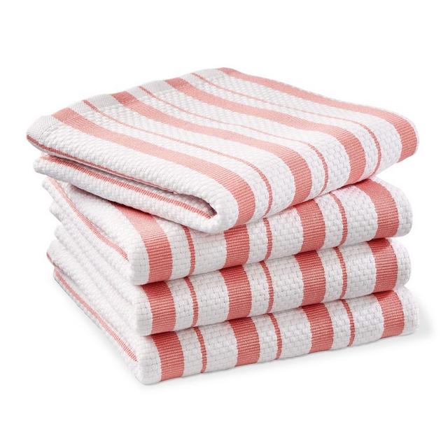 Williams Sonoma Classic Stripe Towels, Set of 4, Geranium Pink