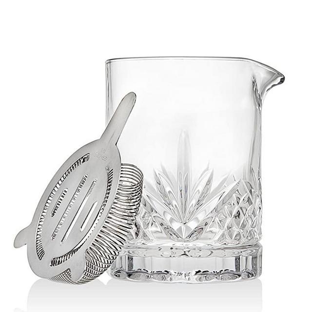 Dublin Collection Crystal Mixing Glass Pitcher Cocktail Shaker with Stainless Steel Julep Strainer
