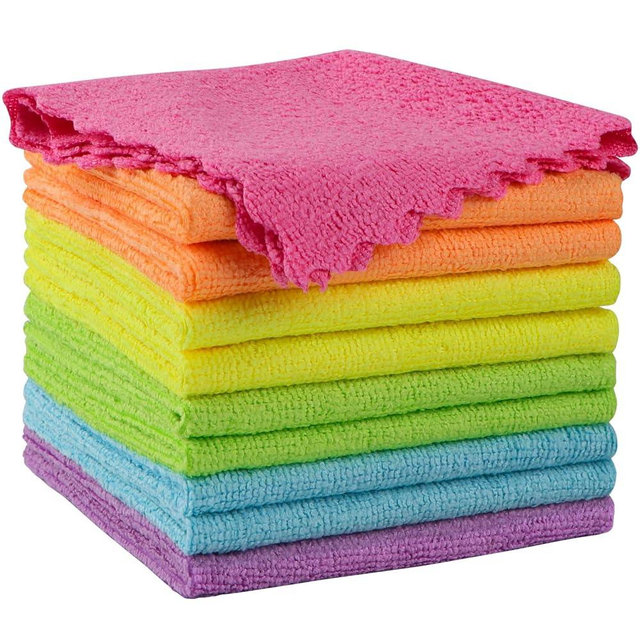 Orighty Microfiber Cleaning Cloth, 10 Pack Highly Absorbent Cleaning Rags, Household Cleaning Supplies, Reusable Lint Free Cloths Microfiber Rag for House, Kitchen, Car Care, 12x11 inch, Multicolor