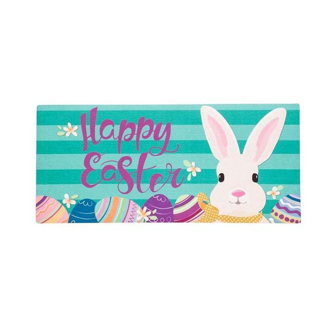 Evergreen Sassafras Easter Bunny Interchangeable Entrance Doormat | Indoor and Outdoor | 22-inches x 10-inches | Non-slip backing | All-Season | Low Profile | Home Décor