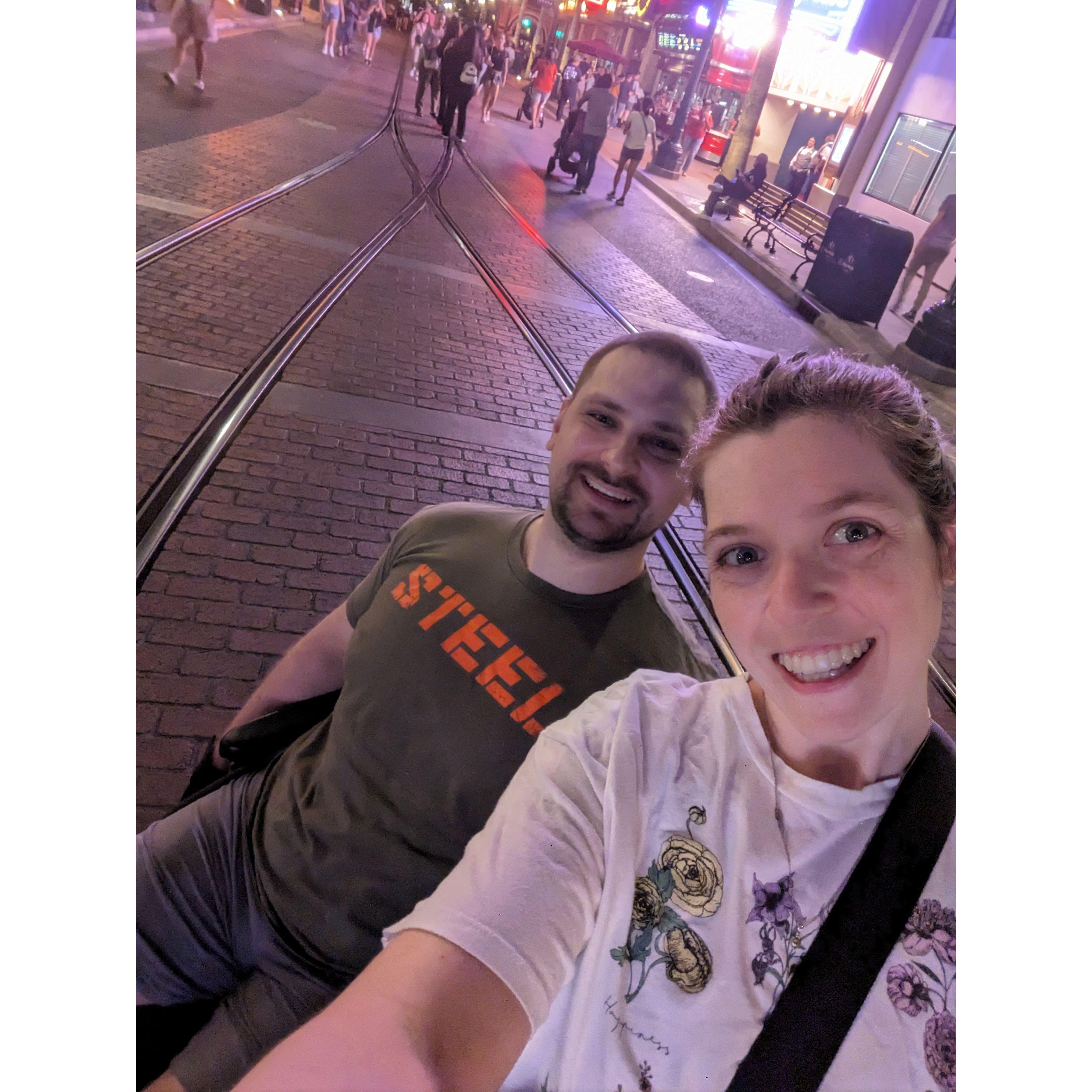 Daniel and Caitlyn at Disneyland after getting engaged