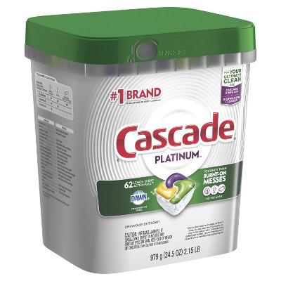 Cascade Platinum ActionPacs Lemon Scent Dishwasher Detergent - 62ct