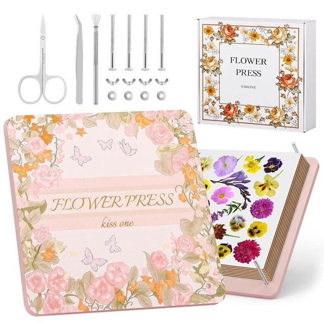 Flower Press Kit – 11"x11" Large Wooden Plant Press for DIY Pressed Flowers & Bouquet Preservation | Scrapbooking & DIY Crafts | Craft Kit for Adults & Teens | Ideal Gift for Nature & Art Lovers