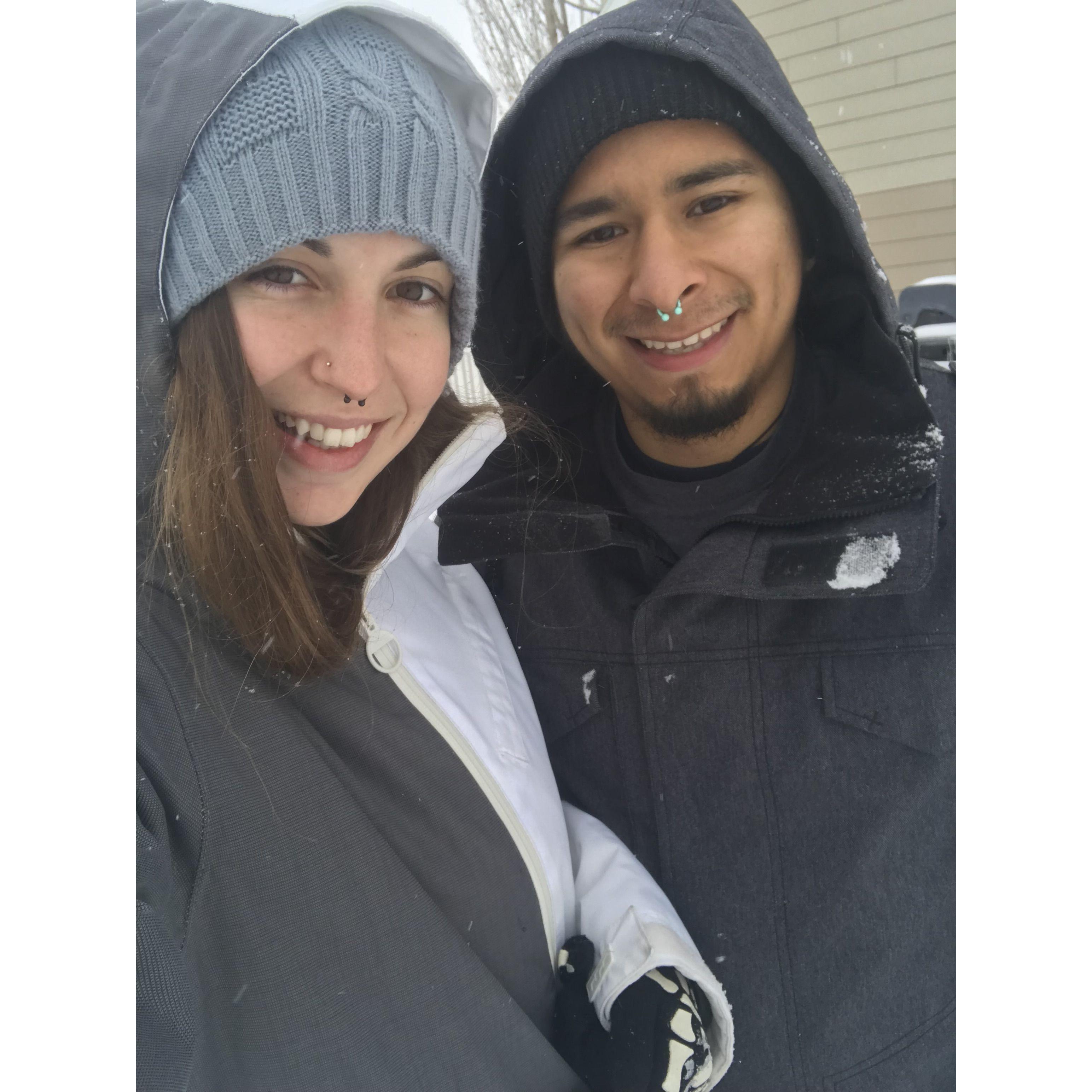 Enjoying the snow with one another