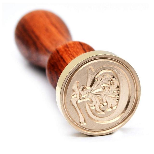 Medieval Vintage Initial Alphabet Wax Seal Stamp, Brass Head Wooden Handle, for Thanksgiving Card/Envelope/Gift Wrap/Wedding Engagement Party Invitation - Letter C