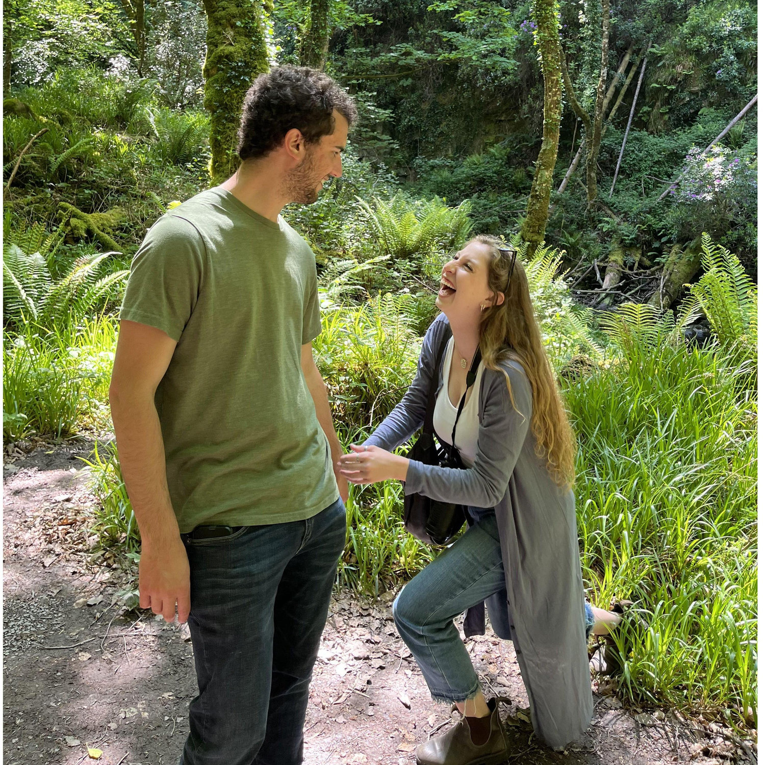 Lizzie fake proposing to Bennett in Ireland. Little did she know that Bennett already bought the ring and had plans to propose to her later that year - May 2023