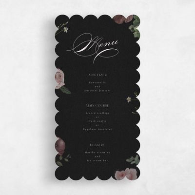 Black Scalloped Wedding Menu - Bourgeon