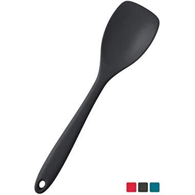 StarPack Premium Silicone Spoonula/Spatula Spoon, High Heat Resistant to 600°F, Hygienic One Piece Design, Non Stick Rubber Cooking Utensil (Gray Black)