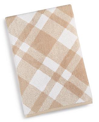 Plaid Cotton 30" x 56" Bath Towel, Created for Macy's