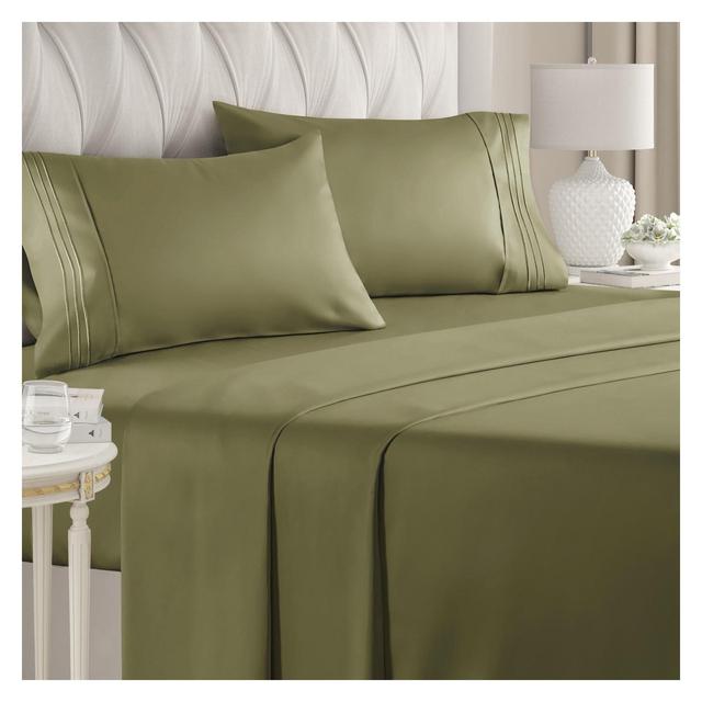 CGK Linens 4 Piece Microfiber Sheet Set in Sage Green, Size Queen