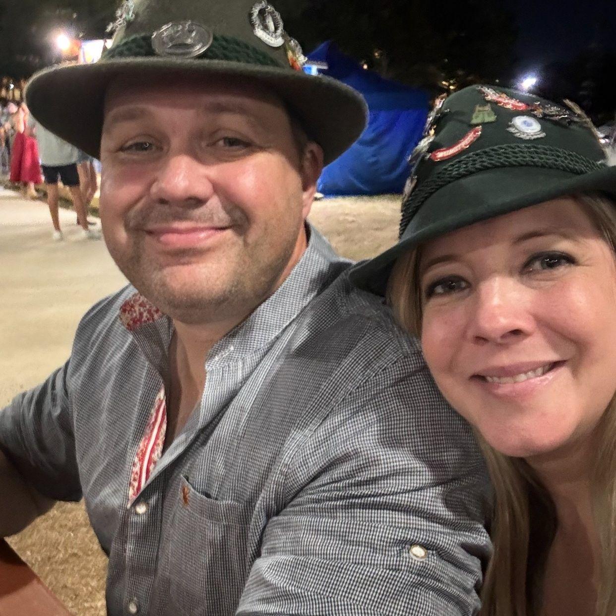 Right after Joe had moved back to New Braunfels. We are at Wurstfest of course!