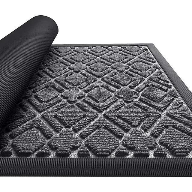 Black Door Mat Durable Welcome Mats Outdoor Indoor Non-Slip Doormat for  Entryway Low-Profile Floor Mat for Yard, Garage, High Traffic Areas  (30x17.5, Black) 