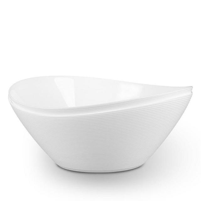 LaGlint 66 OZ Large Salad Bowl Set of 2, Opal Glass 10 inch Lightweight Serving Dishes for Salad, Fruit, Kitchen Microwave & Dishwasher Safe, Oval Shape White