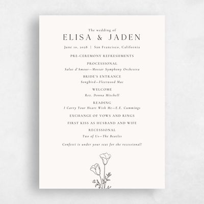 Beige Wedding Program - Coquelicot