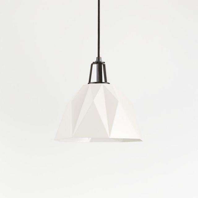 Maddox White Faceted Pendant Small with Brass Socket