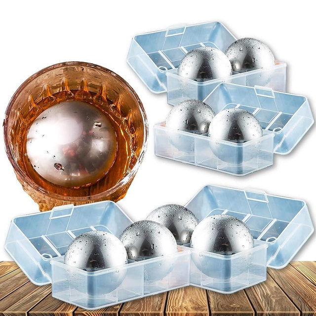 Das TooKii Whiskey Stone 8PCS, Reusable Metal Ice Cubes, XL Large Stainless Steel Whiskey Stone, Refreezable Ice Ball Set with Storage Case, Ice Rocks Wine Chiller Bulk Bar Tool Set