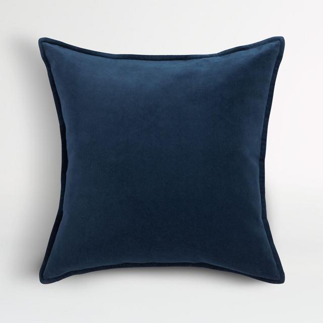 Organic Indigo 20" Washed Cotton Velvet Pillow with Down-Alternative Insert
