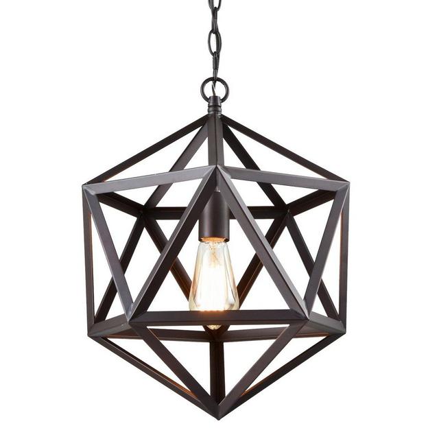 CLAXY Ecopower Industrial Polygon Pendant Light Metal Cage Loft Hanging Light Fixture
