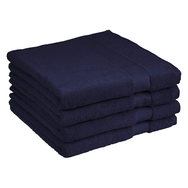 Amazon Basics Egyptian Cotton Bath Towel - 4-Pack, Deep Navy
