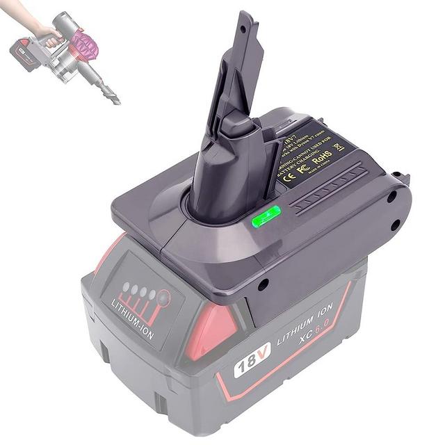 Biswaye V7 Battery Adapter Compatible with Milwaukee M18 18V Battery to Replacement for Dyson V7 Cordless Vacuum Battery SV11 V7 Animal Motorhead Absolute Allergy Battery