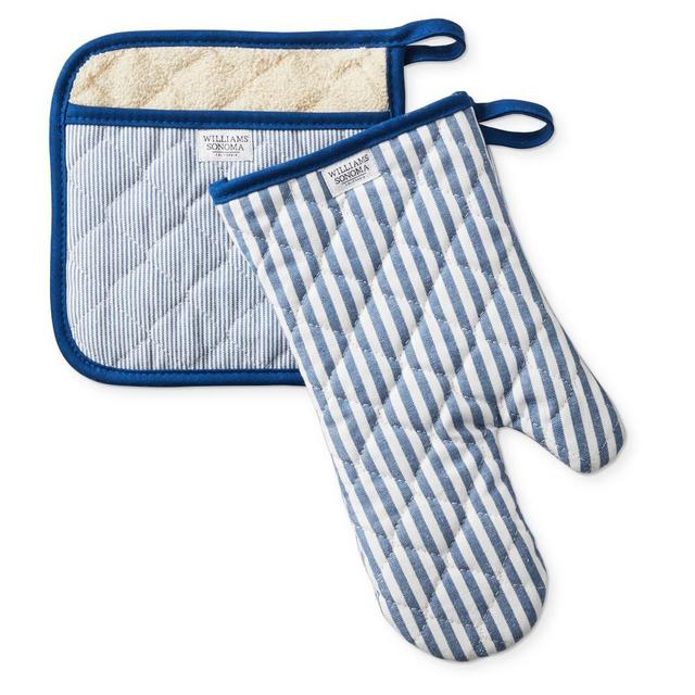 Williams Sonoma Bay Stripe Oven Mitt & Potholder Set, Bright Blue