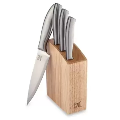 SALT™ 5-Piece Stainless Steel Knife Block Prep Set