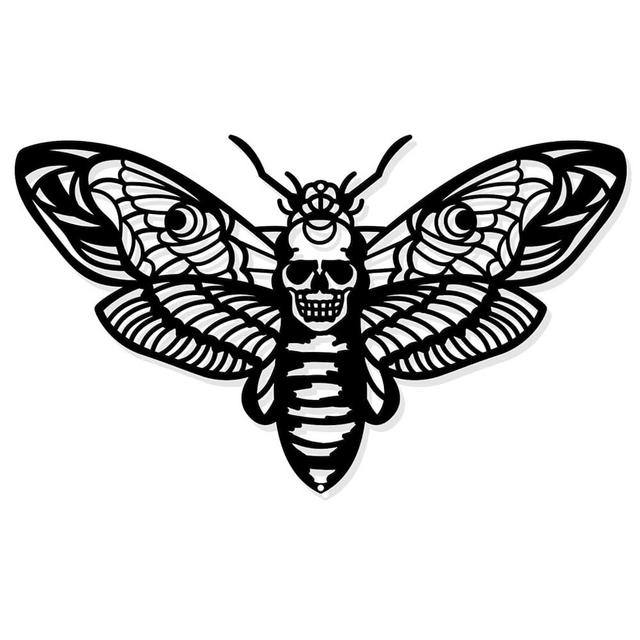 NBEADS Death Head Moth Metal Wall Decor, 6.9x11.8 Black Wall Hanging Decor Gothic Silhouette Wall Art for Bedroom Living Room Bathroom Office Garden Wall Decoration