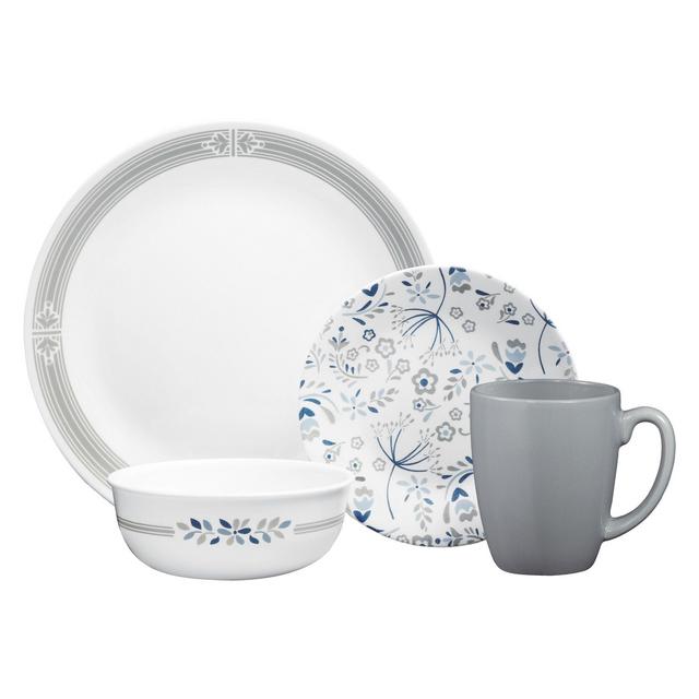 Corelle®Prairie Garden Gray 16-piece Dinnerware Set, Service for 4