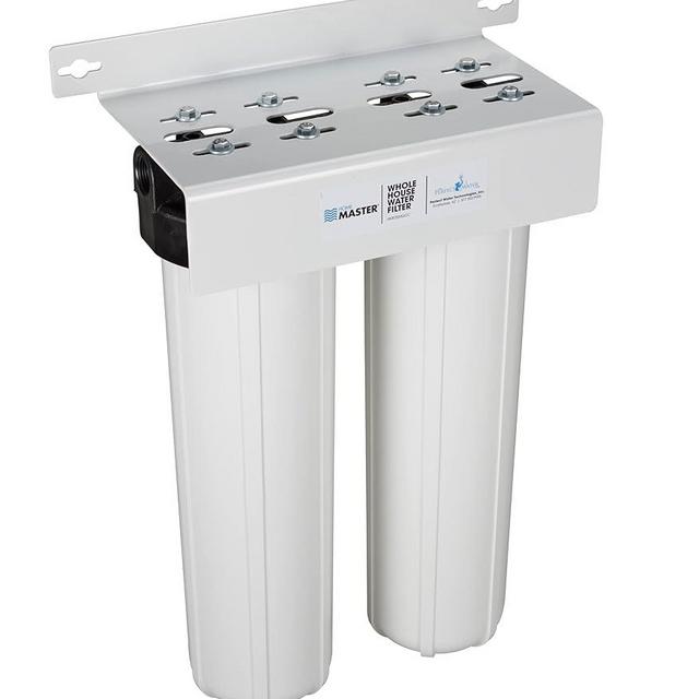 Home Master HMF2SmgCC Whole House Water Filter, 4-layer sediment filter 25 to 1 micron, Powerful Up-Flow KDF85 & Catalytic Carbon 10gpm, 1” NPT ports, Patented heavy steel bracket fits 16” wall studs