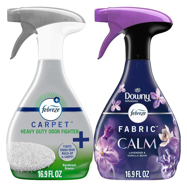 Febreze FABRIC Downy Calm & Febreze Heavy Duty Carpet Rainforest Breeze, 16.9oz, 2 pack