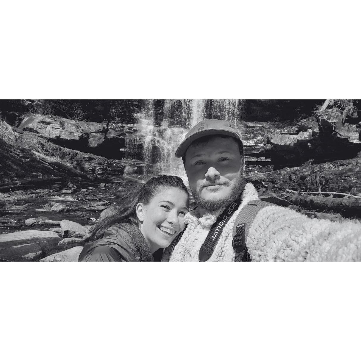 Hiking the 21 waterfall trail in Ricketts Glen State Park, PA.