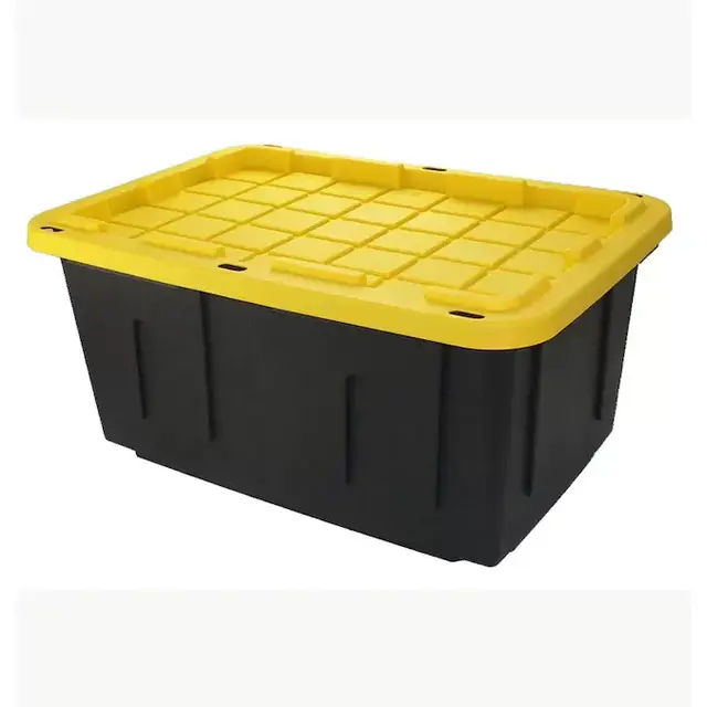 COMMANDER 27-Gallon (108-Quart) Black/Yellow Tote with Standard Snap Lid