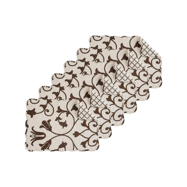 C&F Home Sophia Cotton Reversible Machine Washable Placemat Set 6