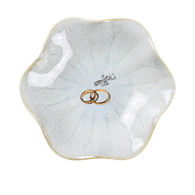 dazuihou Ceramic Trinket Dish, Ring Tray, Decorative Jewelry Dish, Decoration Plate for Earrings, Rings, Jewelry Dish Holder, Key Bowl, Trinket Tray, Earring Holder for Women (White)