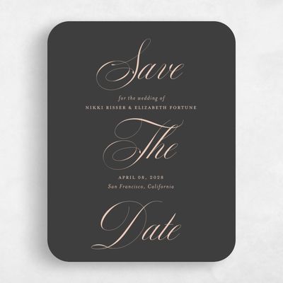 Black Rounded Wedding Save the Date - Thorn Classic