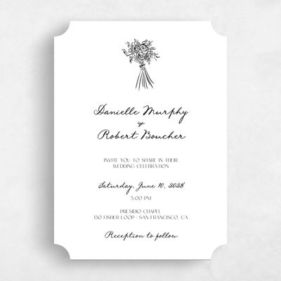 White Ticket Wedding Invitation - Cerise Classic