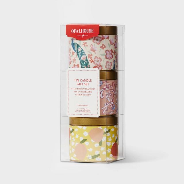 4pz Core Grab Tin with Patterned Wrap Label Gift Set Flora and Fruit - Opalhouse™