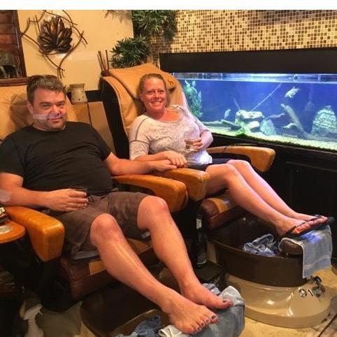 Derek's first pedi. Thanks Mere. I'll never not want one.