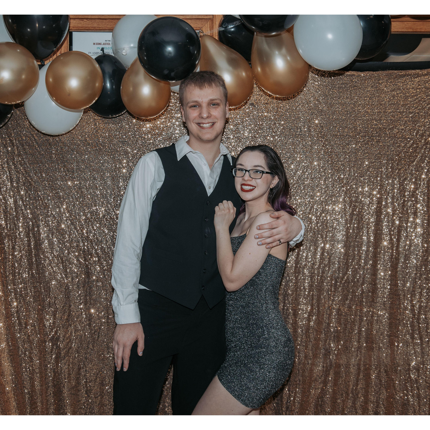 A gussied-up picture of us at one of our school dances.