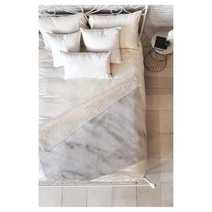 Gray Geometric Emanuela Carratoni Italian Marble Carrara Sherpa Throw Blanket (50"X60") - Deny Designs®