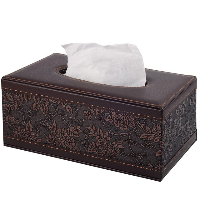 Antique PU Leather Tissue Box Holder Cover Rectangular Napkin Case Dispenser,Home Office Car Tissue Holder with Magnetic Bottom,Facial Tissue Organizer (Retro)