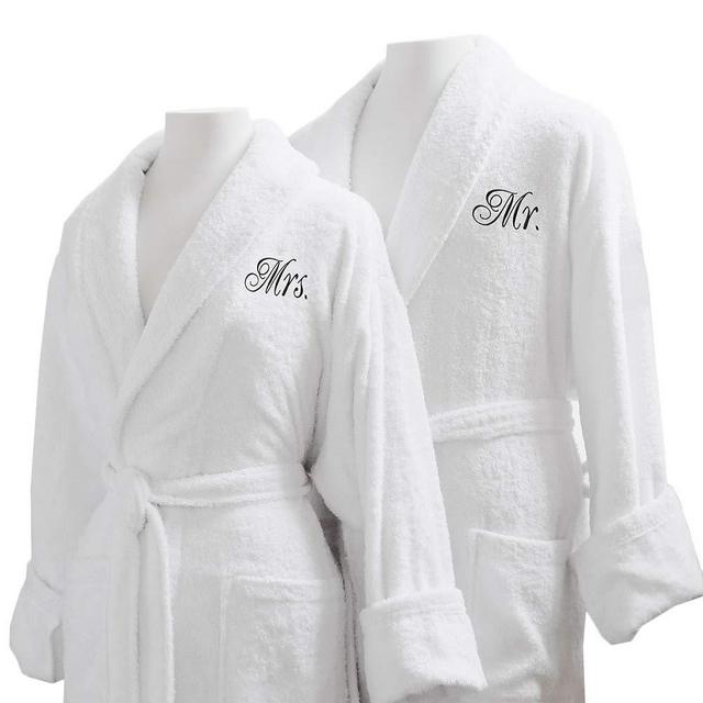Caravalli Egyptian Cotton Bath Robes, Terry Spa Robe Gift Set Mr/Mrs Embroidery